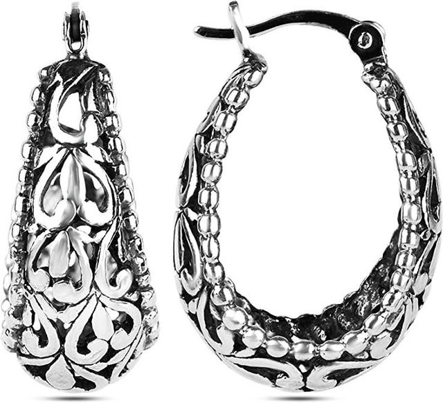 Yiran Jewelry Creolen, Kupfer, Silber, Damen, Durchbrochenes Muster - Bild 1