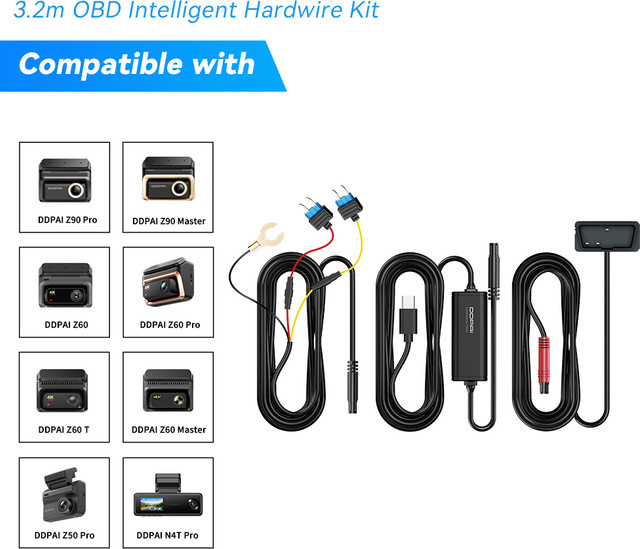 DDPAI Smart OBD Hardware Kit für Dash Cam Z50 Z40 Z50Pro Z60 und Z90 Serie in Schwarz für 24H Parkmodus - Bild 1