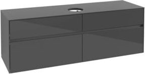 Villeroy & Boch Waschtischunterschrank Collaro in Glossy Grey mit mittigem Waschtisch und internen Schubladen, Wandmontage, B/T/H: 160 x 54,8 x 50 cm - Bild 1