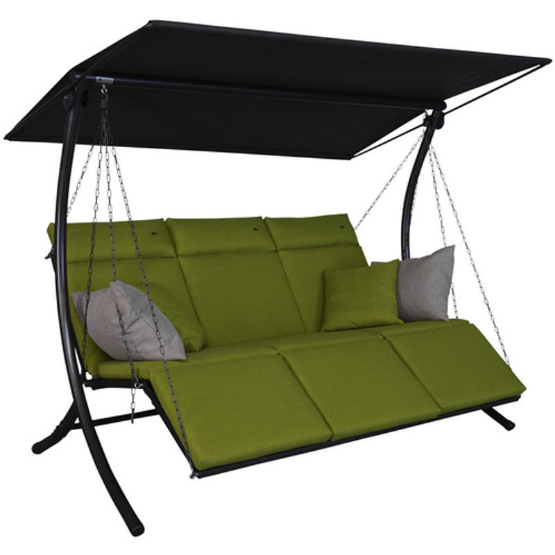 Angerer Hollywoodschaukel Swing Smart 3-Sitzer in Grün Lime mit Auflagen und Sonnendach aus Textilene und Stahl, B/T/H: 240 x 160 x 145 cm - Bild 3