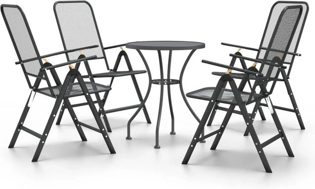 vidaXL 5-tlg Garten-Essgruppe aus Metall mit Streckgitter in Anthrazit - Bild 1