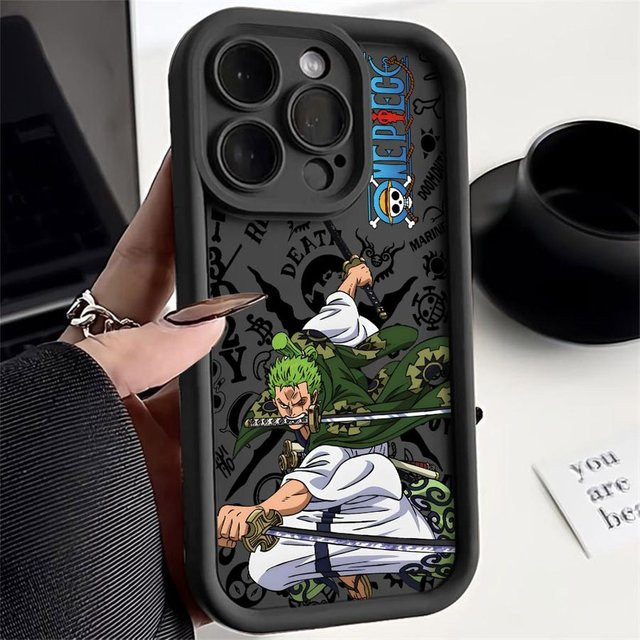 CozyHomeDecor Softshell Handyhülle One Piece Luffy und Zoro für iPhone 16 15 14 13 12 11 Pro Max Plus XR XS Max in Schwarz Weiß und Multicolour - Bild 1