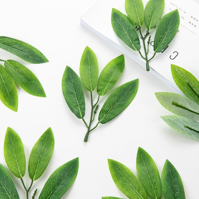 TTCY Künstliche Oleander-Blätter aus grüner Seide für Dekorationen und DIY-Projekte, 50 oder 100 Stück - Bild 1