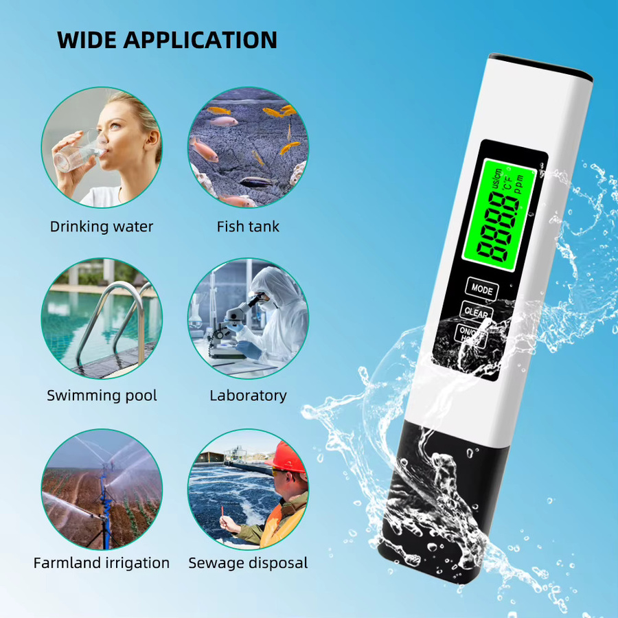 APWIKOGER 4-in-1 Digitaler Wassertester Gelb: EC-Messgerät und Temperaturmessgerät für die Wasserqualität von Pools, Trinkwasser und Aquarien (0-9990 PPM) - Bild 3