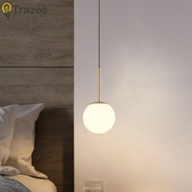 TRAZOS Pendelleuchte Nordic Design Kugelleuchte in Gold und Weiß für Esszimmer und Café - Bild 1