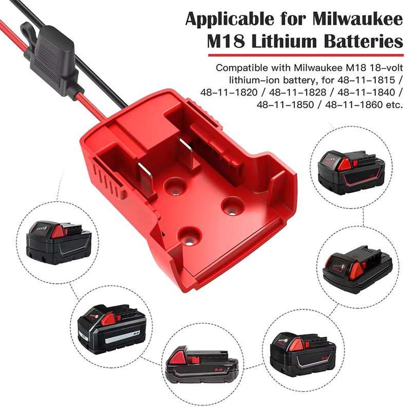 Milwaukee Batterie-DIY-Adapter für 18 V Lithium-Akkus mit Sicherung für Power Wheels und Modelle 48-11-1815 sowie 48-11-1850 - Bild 2