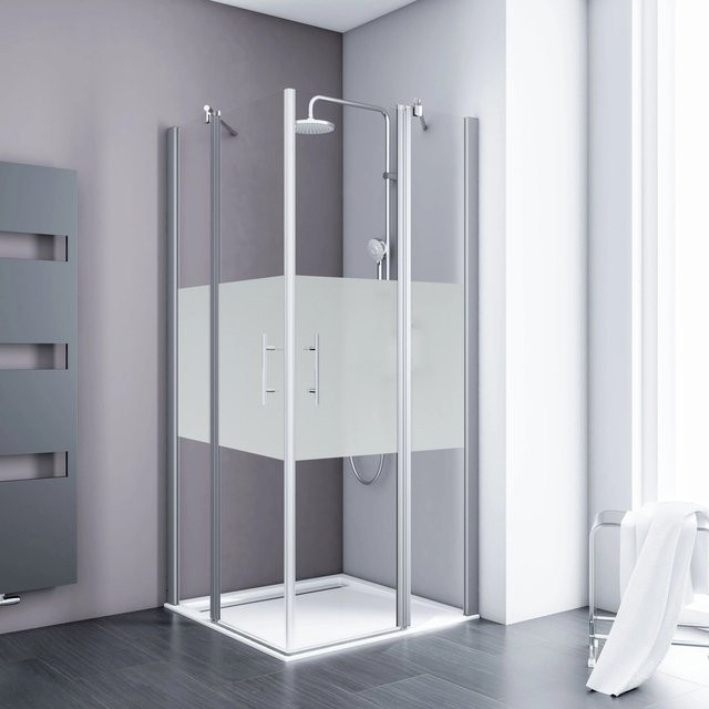 Schulte AlexaStyle 2.0 Duschkabine mit Eckeinstieg und Drehtür, 4-teilig, Alu-Natur, B/T/H: 90 x 90 x 192 cm - Bild 1