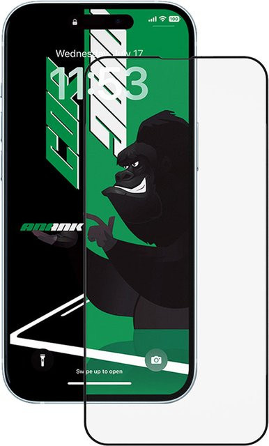Anank 5X Verstärkte CG Displayschutzfolie für Apple iPhone 15 Pro, Sicherheitsglas mit Vollkleber und 2.5D Design, Schwarz - Bild 1