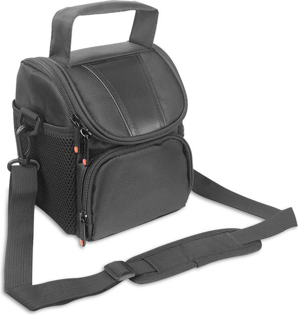 Fosoto Wasserdichter Kamerarucksack in Schwarz mit doppeltem Reißverschluss als digitale Schultertasche für Canon PowerShot, Panasonic und Nikon - Bild 1