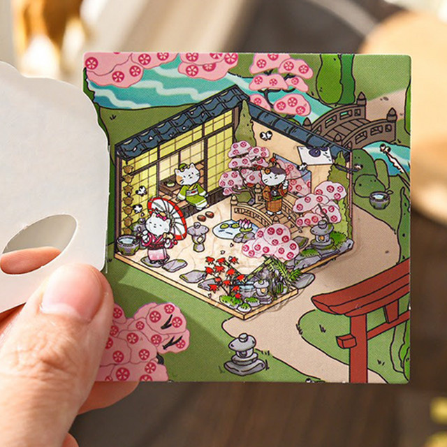 Mr. Paper Kawaii Landschaftsaufkleber mit Cartoon-Katze, 24 Blatt pro Packung, Mehrfarbig - Bild 1
