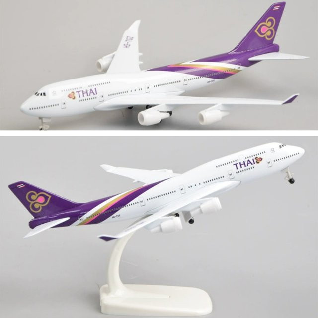 ZOCO B747 Thai Airways Passagierflugzeug Modell, Metall, 20 cm - Bild 1