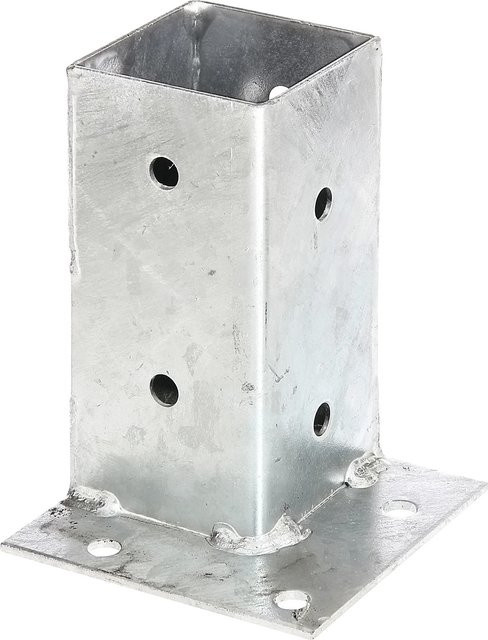 GAH Alberts Aufschraubhülse aus Stahl, feuerverzinkt, Farbe: Silber, B/T: 71 x 71 mm, H: 150 mm, B/T: 114 x 114 mm - Bild 1
