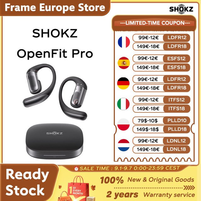 Shokz OpenFit Pro Kabellose Kopfhörer mit Free-Ears-Geräuschunterdrückung, Dolby Atmos und Bluetooth 6.1, Schwarz - Bild 1