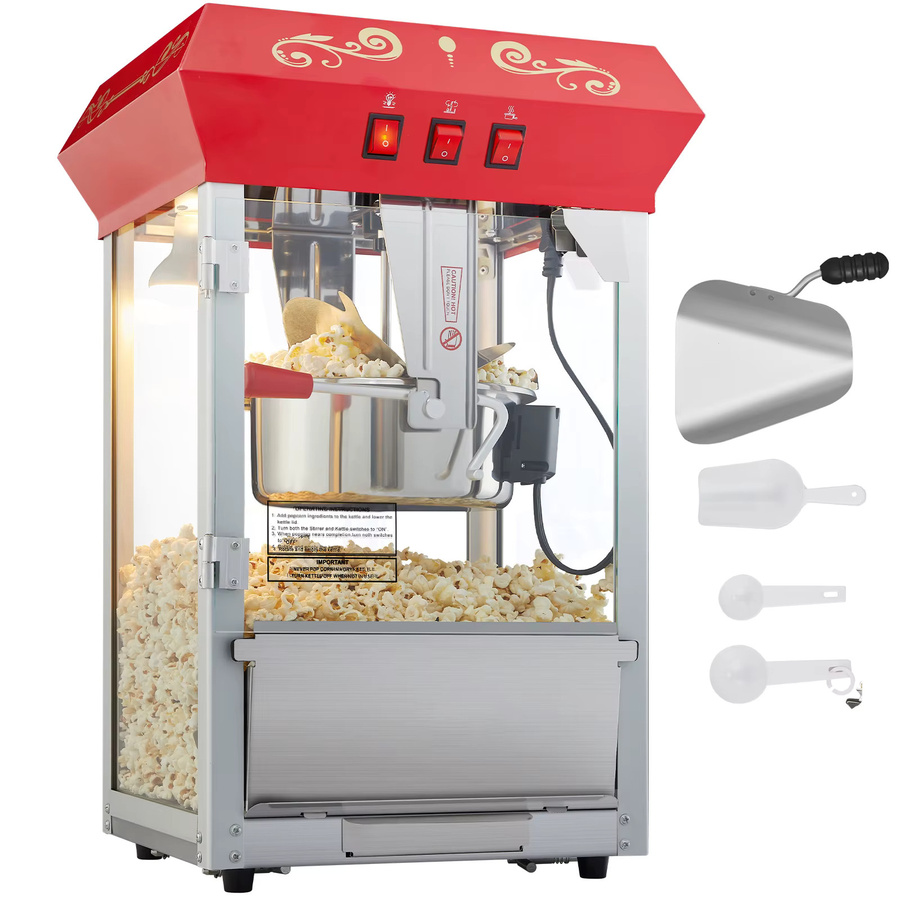 SucceBuy Popcorn-Maker mit Edelstahl-Wasserkocher in Rot für 8 bis 12 Unzen Kapazität - Bild 1