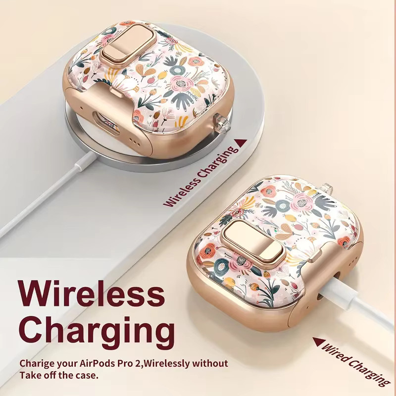 Schutzhülle für Apple AirPods Pro 3 in Grün und Multicolour mit Schlüsselanhänger und Sicherheitsverschluss - Bild 1