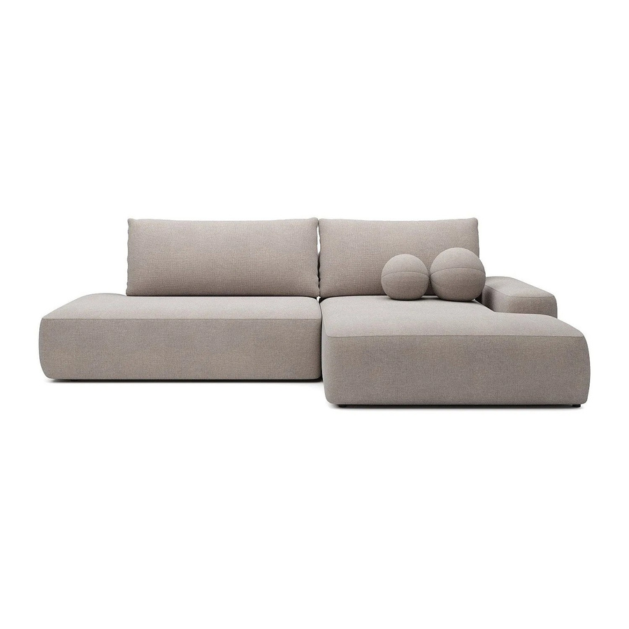 Vente-unique Schlafsofa Daviso in Taupe mit L-Form und Stoffbezug, Breite: 276 cm - Bild 2