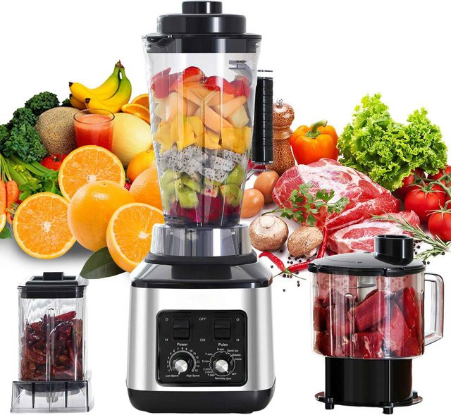 OWJHE 3in1 Kraftstoff Tischmixer und Entsafter mit 3,0 l Behälter in Silber - Bild 1