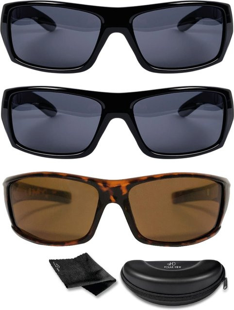 Polarisierte Sonnenbrille HD Polar View, Vollrand, rectangular, plastic, black, brown - Bild 1