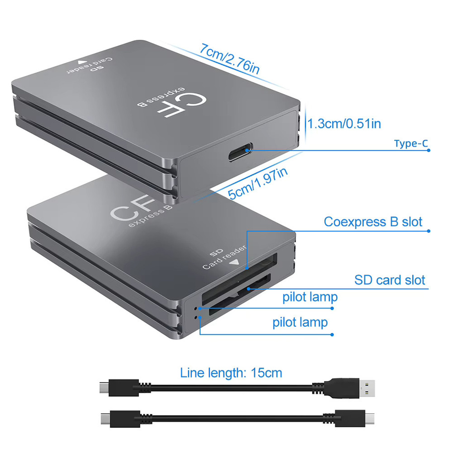 ALLOET 2-in-1 CFexpress Typ B und SD-Kartenleser mit USB 3.2 10Gbps Dual-Slot Unterstützung für Android, Windows und macOS via USB-C - Bild 5