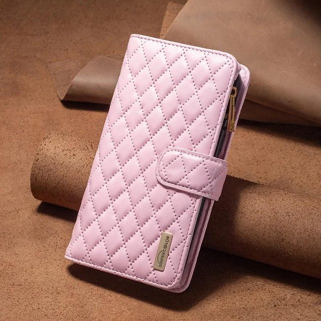 Rui Di Lederhülle mit Reißverschluss und Magnetverschluss für iPhone 17 Pro Max, 16, 15, 14, 13, 12, 11, XR in Rosa - Bild 1