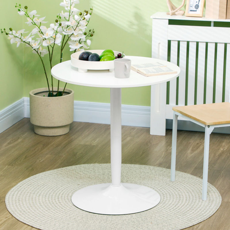 HOMCOM Runder Esstisch für 2 Personen in Weiß mit Stahlbein und MDF-Platte, Durchmesser: 70 cm, Höhe: 75 cm - Bild 2
