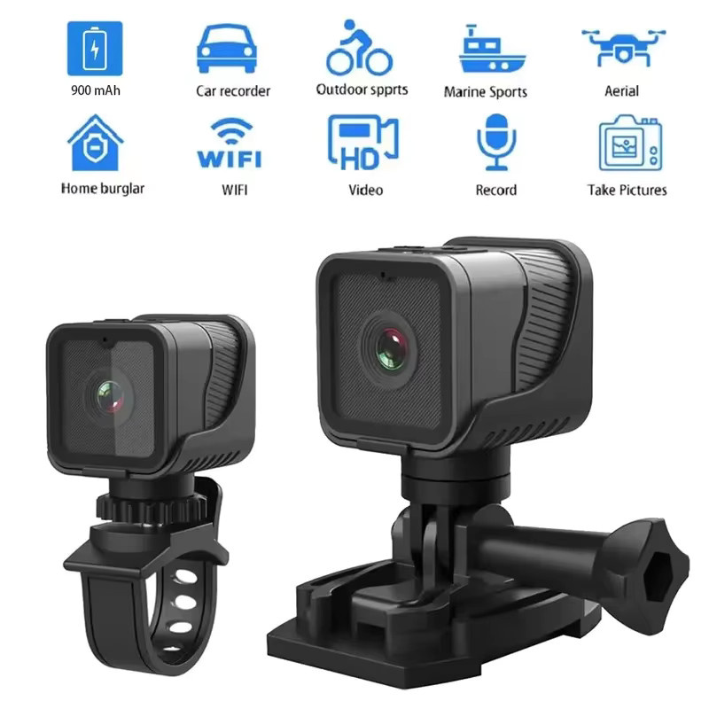 POVCAN Action Camera 1080P HD wasserdichte Sport-Minikamera mit WiFi in Schwarz - Bild 2