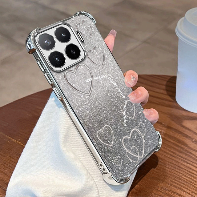 Fundas Glitzernde Schutzhülle für Xiaomi 17T Pro mit Liebesherzmuster aus flexiblem TPU - Bild 1