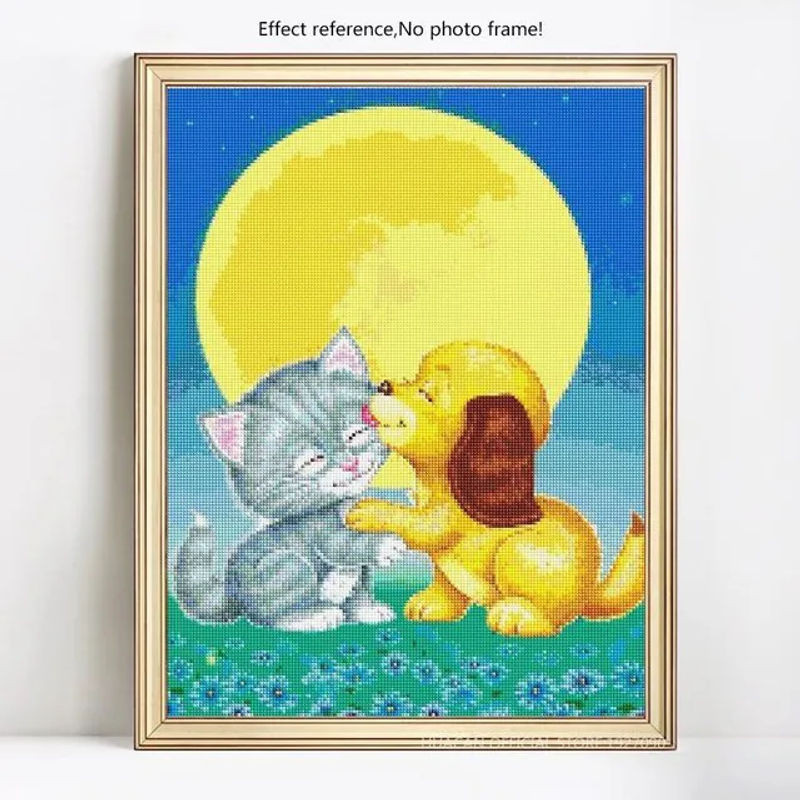 FIYO Diamant-Stickerei für Kinder mit Tierprint, Mehrfarbiges Diamant-Malen Set aus Kunstharz und Kunststoff, B/H: 20 x 30 cm - Bild 1