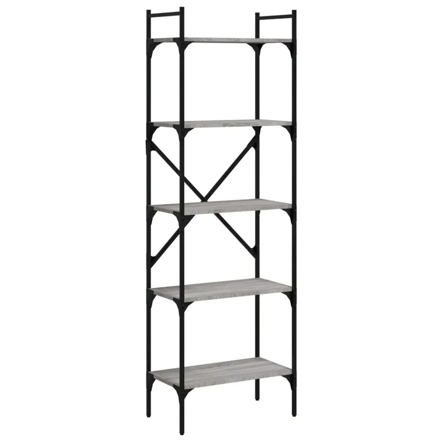 vidaXL Bücherregal mit 5 Fächern in Grau im Industrial Design, B/T/H: 56 x 31,5 x 174 cm - Bild 2