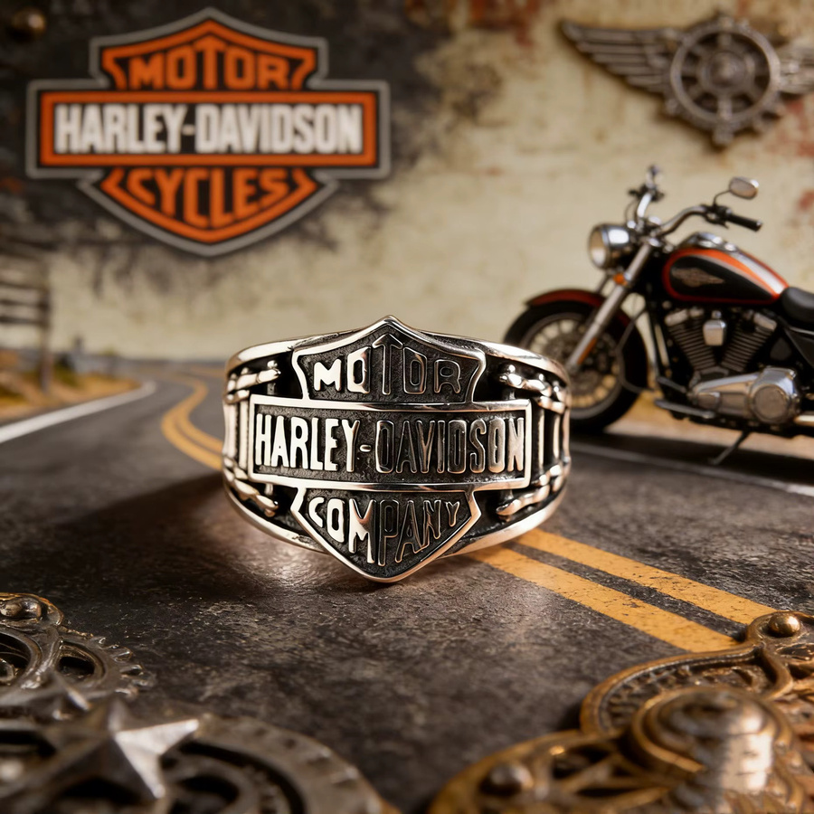 Harley Davidson Ring, Silber, Vintage, Herren - Bild 2