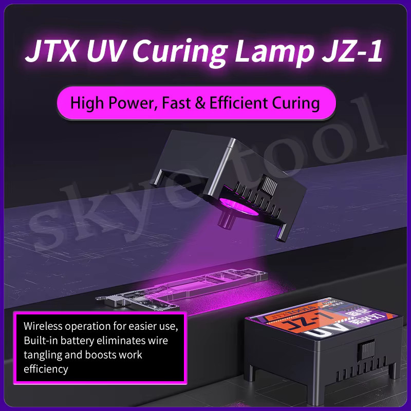 JTX UV-Härtungslampe JZ-1 High Power, kabellose USB-wiederaufladbare Lampe für Harz- und Bildschirm-Reparaturkleber, Schwarz - Bild 2