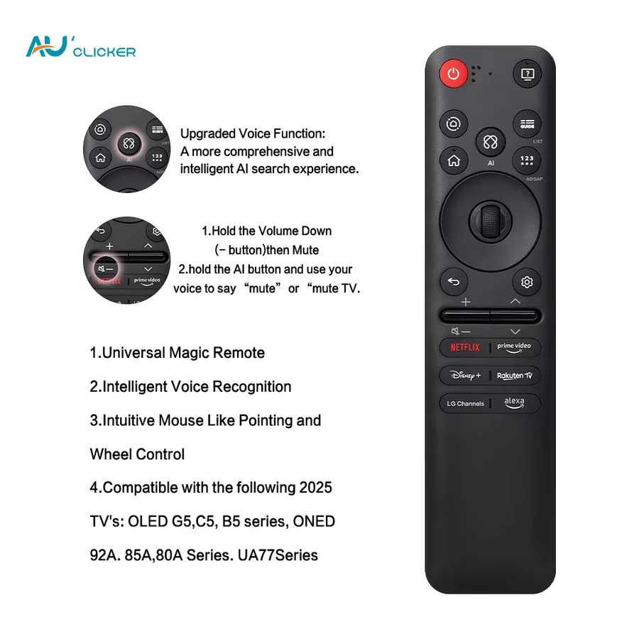 LG Smart TV Magic Remote Fernbedienung mit Sprachzeigerfunktion AKB76046603 in Schwarz für die GA/GC-Serie - Bild 3