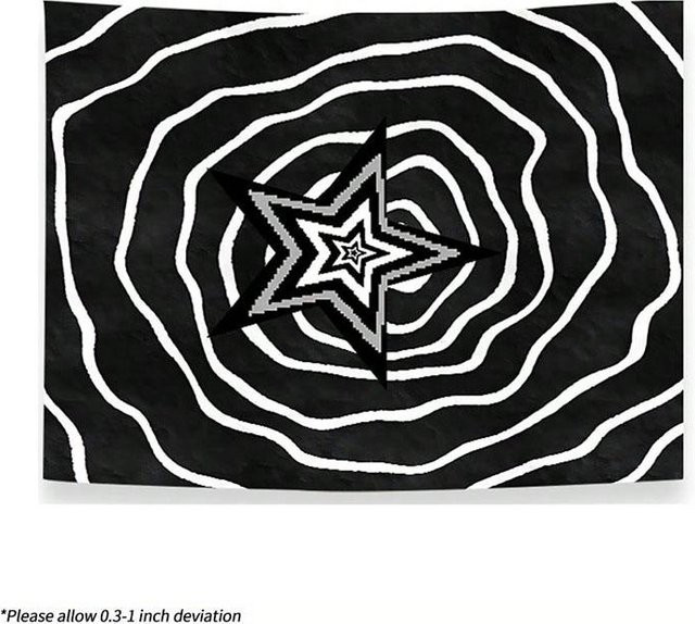 Trippy Spiralstern Wandteppich von JMG Household Supplies, Schwarz-Weiß Pixelstern Wandbehang mit abstraktem Grafikdesign, B/H: 40 x 60 cm - Bild 1