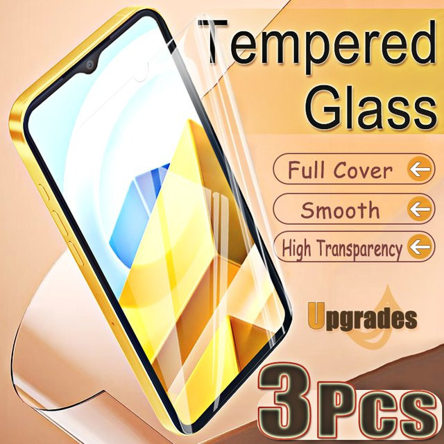 3er-Pack gehärtetes Glas Displayschutzfolie für Xiaomi Poco M5, transparent, 9H Härtegrad mit Fingerabdruck-Entsperrfunktion - Bild 1