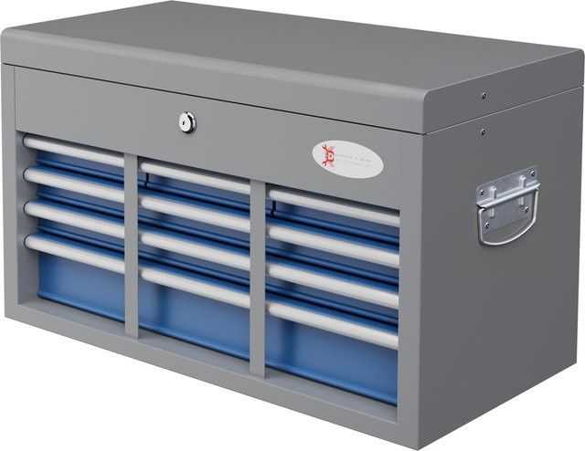 DURHAND Metall-Werkzeugkasten mit 6 Schubladen und 1 Tablett, abschließbar, Blau - Bild 1