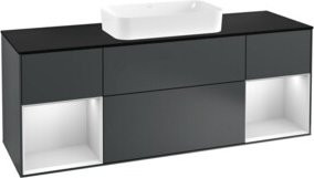 V&B Waschtischunterschrank Finion mit Wandbeleuchtung, Breite: 160 cm, Tiefe: 50,1 cm, Höhe: 50,1 cm, lackiert in matt dunkelblau - Bild 1