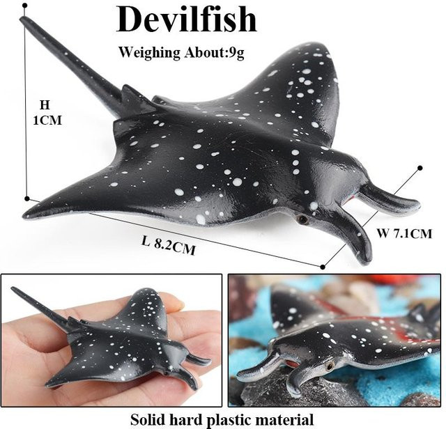 Oenux Meerestiere Rochen Teufelsrochen Mantarochen Spielfiguren 10-teiliges Set - Bild 1