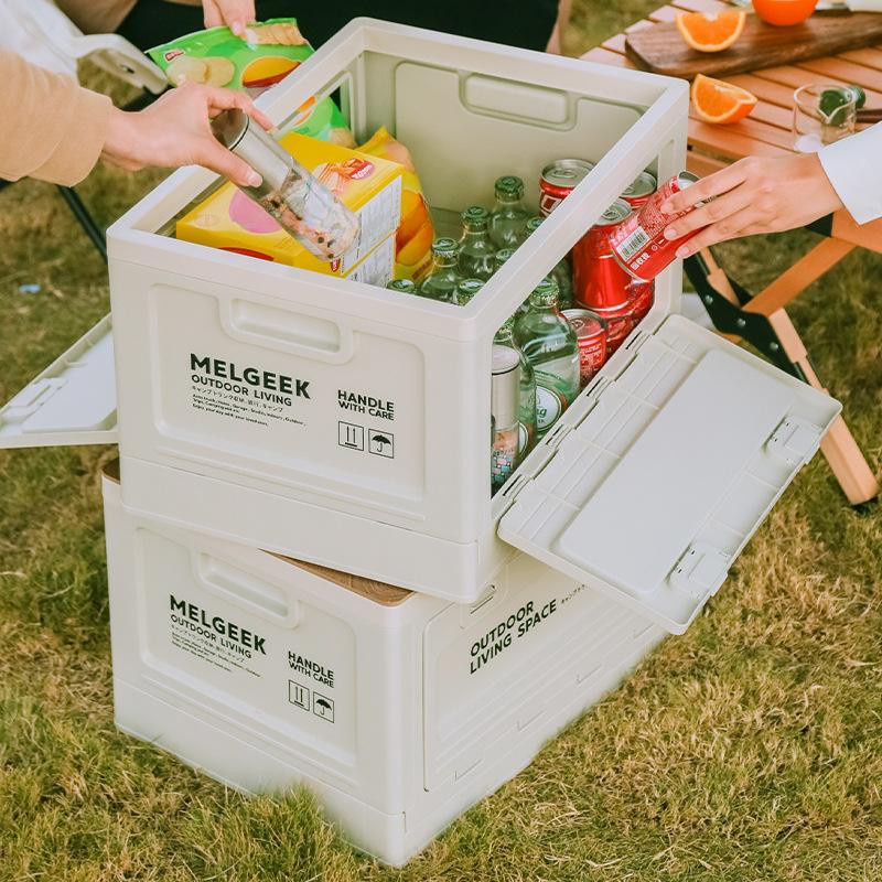 Binchi Outdoor-Aufbewahrungsbox mit Holzdeckel als Camping-Klappbox für den Kofferraum, B/T/H: 35,5 x 29,5 x 19,5 cm - Bild 1
