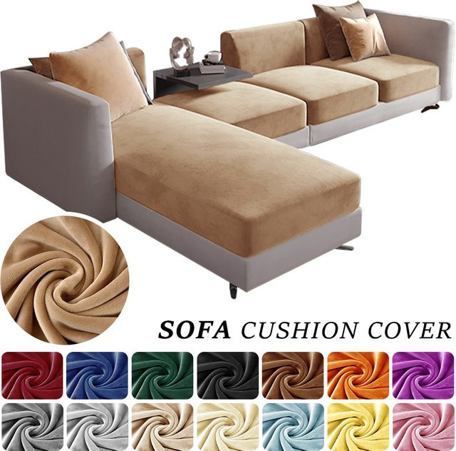 Airldianer Luxus Samt Sofa Abdeckungen in Grau und Beige, elastische und waschbare Couchbezüge für dein Wohnzimmer - Bild 1