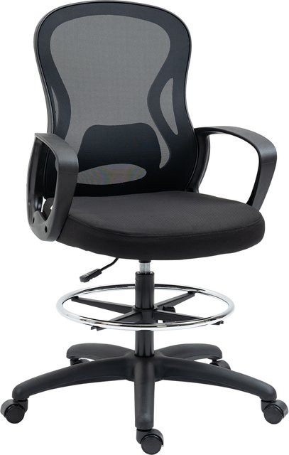 Vinsetto Ergonomischer Stehstuhl Schwarz mit Fußring und 360 Grad Drehsitz für Home Office und Büro bis 120 kg belastbar - Bild 1
