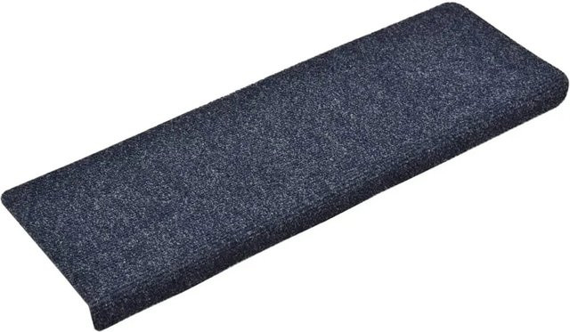 vidaXL Treppenmatten aus Nadelvlies in Blau, 15 Stück, B: 65 cm, T: 21 cm, H: 4 cm - Bild 1