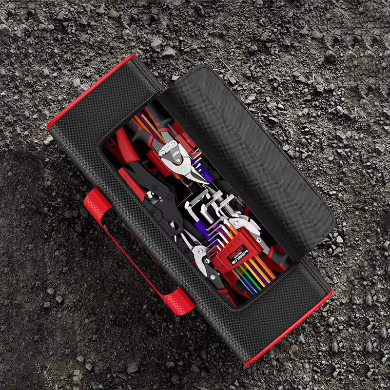 DELIXI ELECTRIC Werkzeugtasche aus Oxford-Stoff in Schwarz für Elektriker und Tischler - Bild 4