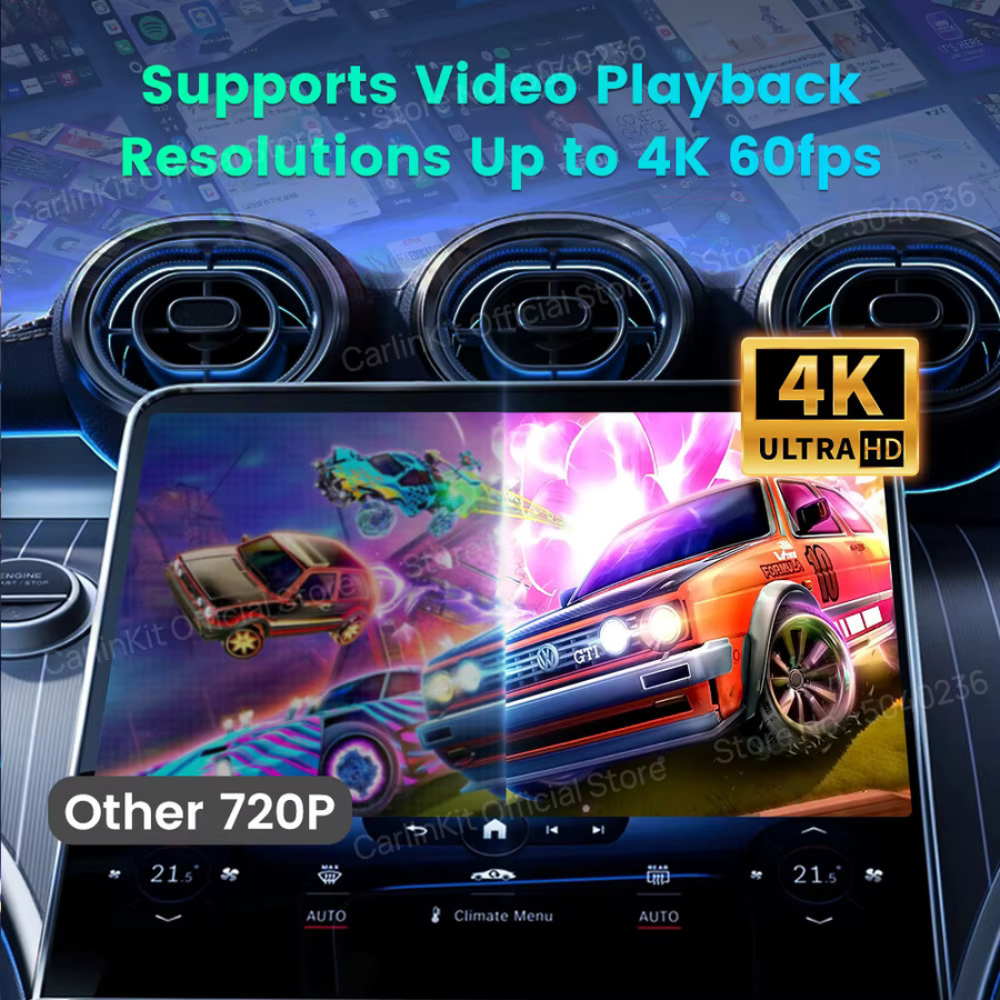 CarlinKit CarPlay AI Box Android 15 Ultra mit 8GB RAM und 128GB Speicher, kabelloser Android Auto Adapter mit WiFi6 und SM6350 Chip, Gold - Bild 4