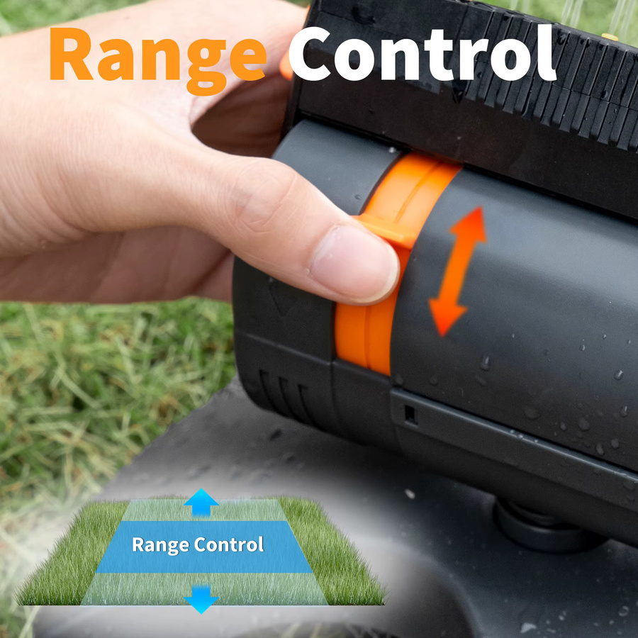 Diivoo Mini Turbo Oszillierender Gartensprinkler in Schwarz mit einstellbarer Reichweite und Durchflussrate - Bild 2