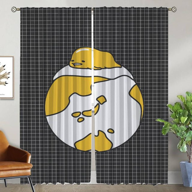 Gudetama Verdunkelungsvorhänge für Kinderzimmer und Wohnzimmer, 2er-Set, Mehrfarbig, Breite: 50 cm, Höhe: 70 cm - Bild 1