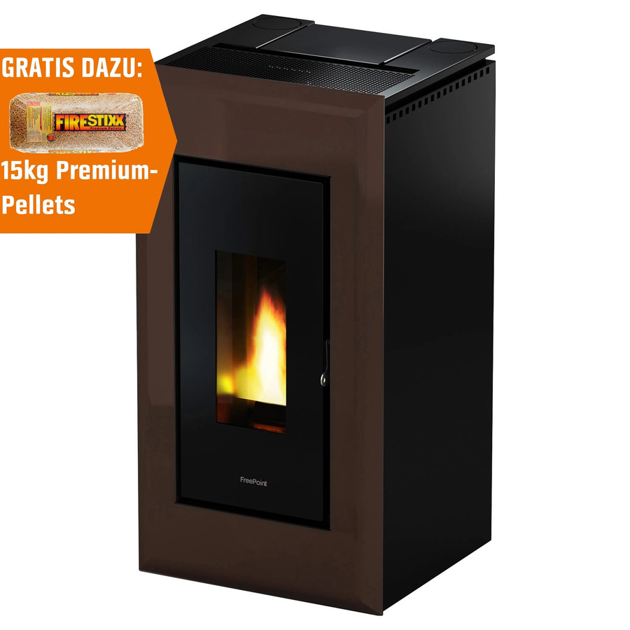 Freepoint Pelletofen Vega in Braun mit 10,5 kW Leistung und Automatik - Bild 2