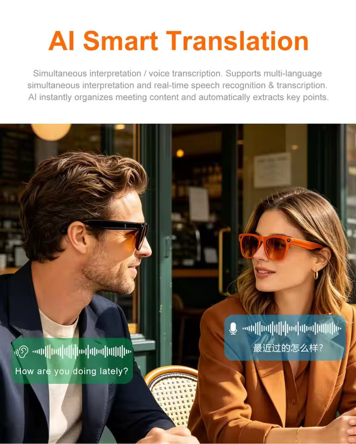 Lenovo KI-Smart-Brille in Schwarz mit 8K-Auflösung, Freisprechfunktion, KI-Übersetzung und Musikwiedergabe für Damen und Herren - Bild 3