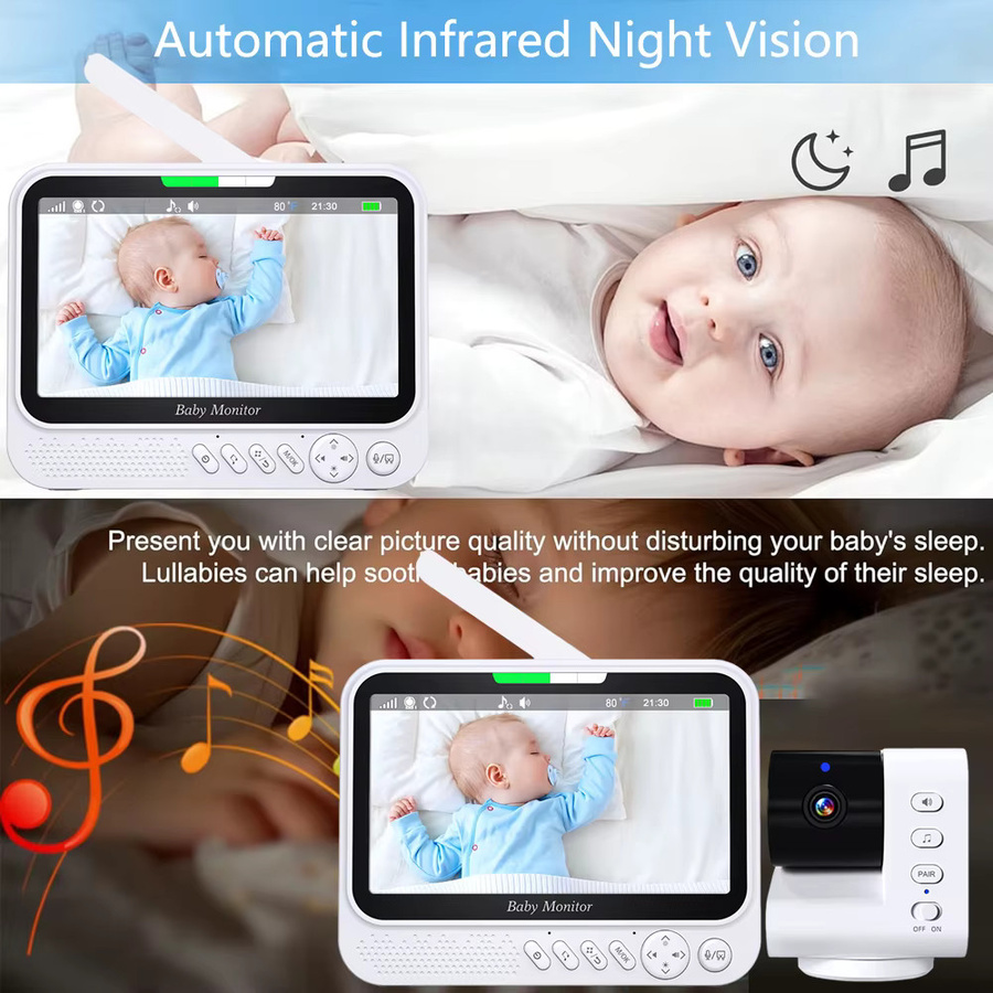 Aegiscam Babyphone-Kamera-Set mit 7-Zoll-LCD-Display in Weiß, inklusive Nachtsicht, Temperaturüberwachung, Zwei-Wege-Audio und VOX-Modus - Bild 3