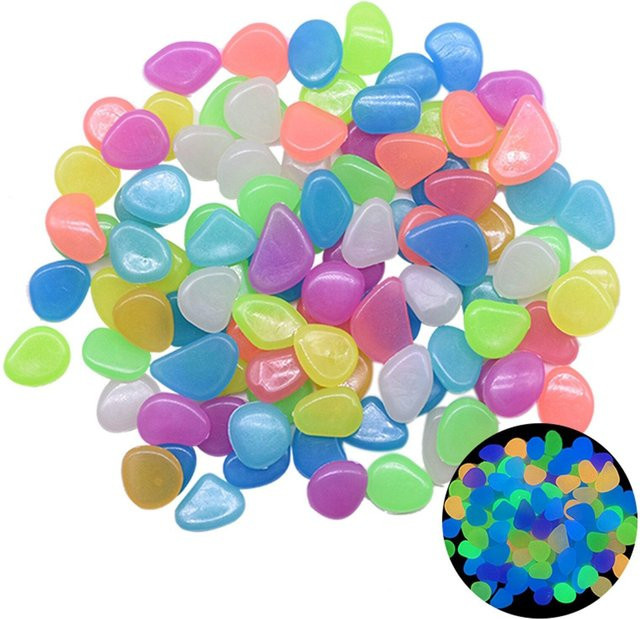 50 Stück fluoreszierende Leuchtsteine von Happypilot in Bunt, 1 cm Durchmesser zur Dekoration von Blumenvasen, Topfpflanzen und Fischbecken - Bild 1