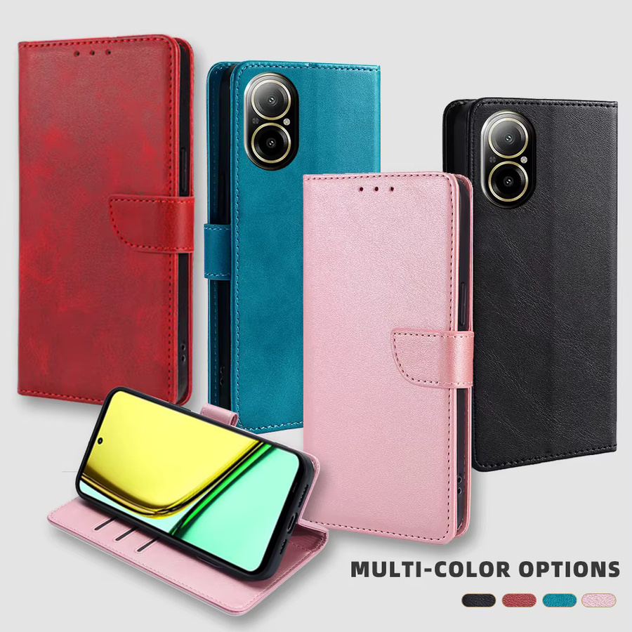 Business Wallet Case Leder Handyhülle mit Magnetschnalle und Kartenfächern für Realme C67 C55 C53 C35 C33 C31 C30S C30 C21Y C25Y C21 C20 in Schwarz oder Blau - Bild 6